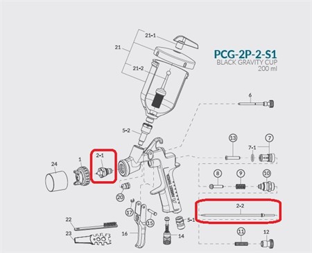 Fluid nozzle + Fluid needle Set 1,2